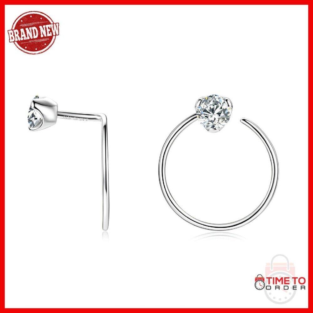 Sterling Silver Moissanite Ear Jackets Threader Stud Earrings Hypoallergenic